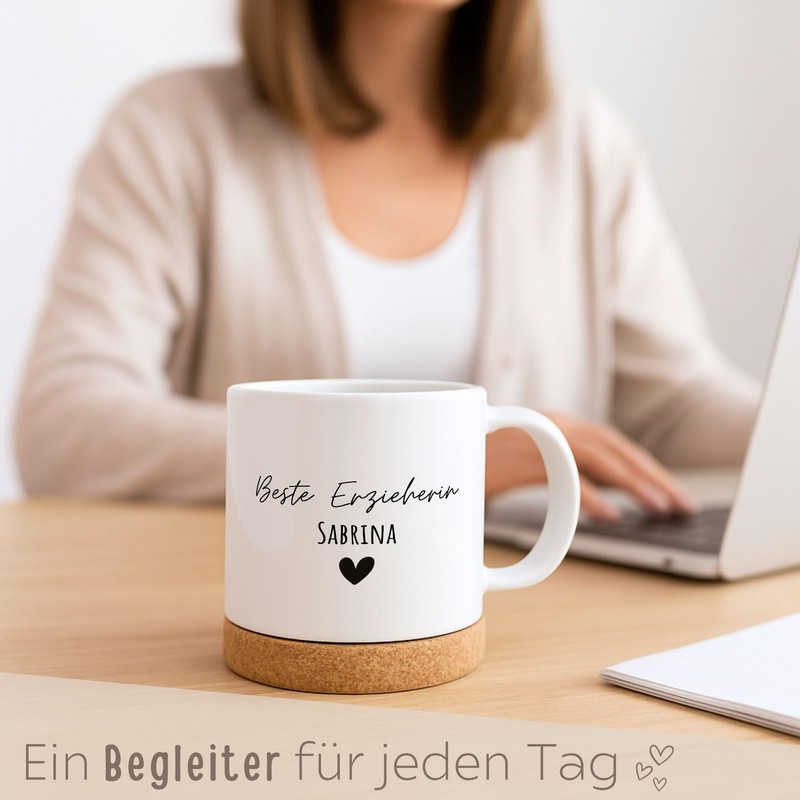 wunderwunsch Tasse Kaffeetasse mit Korkboden, Kaffeebecher als Geschenk für Mutter,