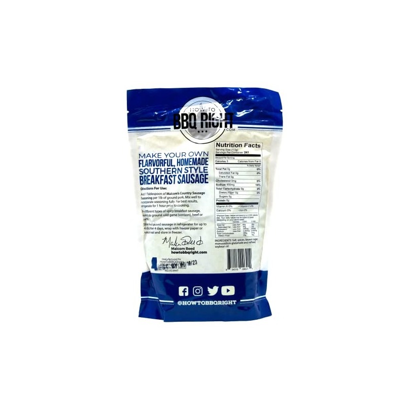 Malcom's Country Sausage Seasoning (MILD) | Use with Pork, Beef,