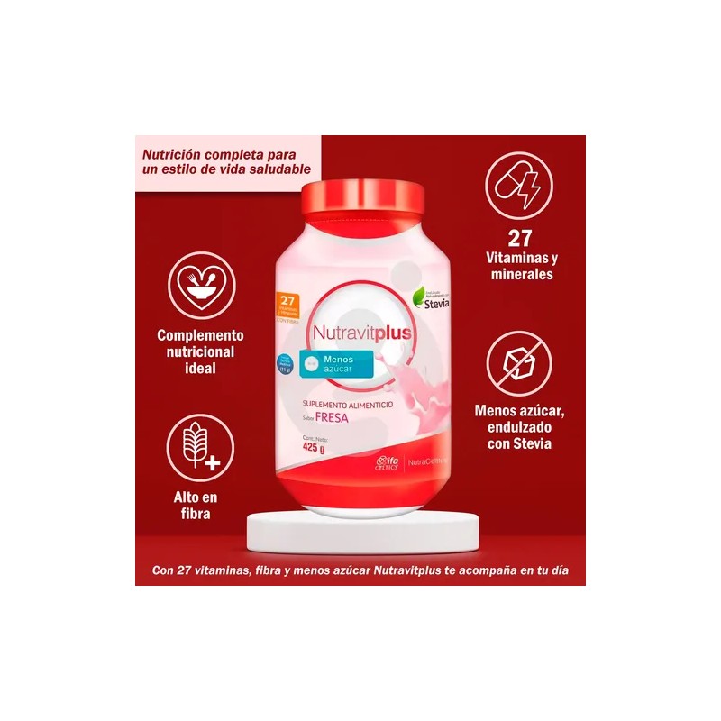 Nutravit Plus Ap Alto En Proteínas Fresa C Stevia 425g