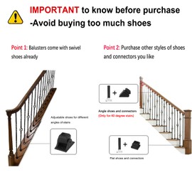 Sidasu 10 Pack Iron Balusters for Staircase Stair Spindles Hollow Single Basket with Knuckles Double Twist 1/2" Square Metal Stair Balusters with 20 Baluster Swivel Shoes