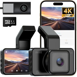 RoadZ RoadZ Dash Cam Front and Rear, 4K/2K Ultra HD Dash Cam Included 64GB SD Card, Built-in G-Sensor, Loop Recording, APP Control, 170° Wide Angle and 24H Parking Mode