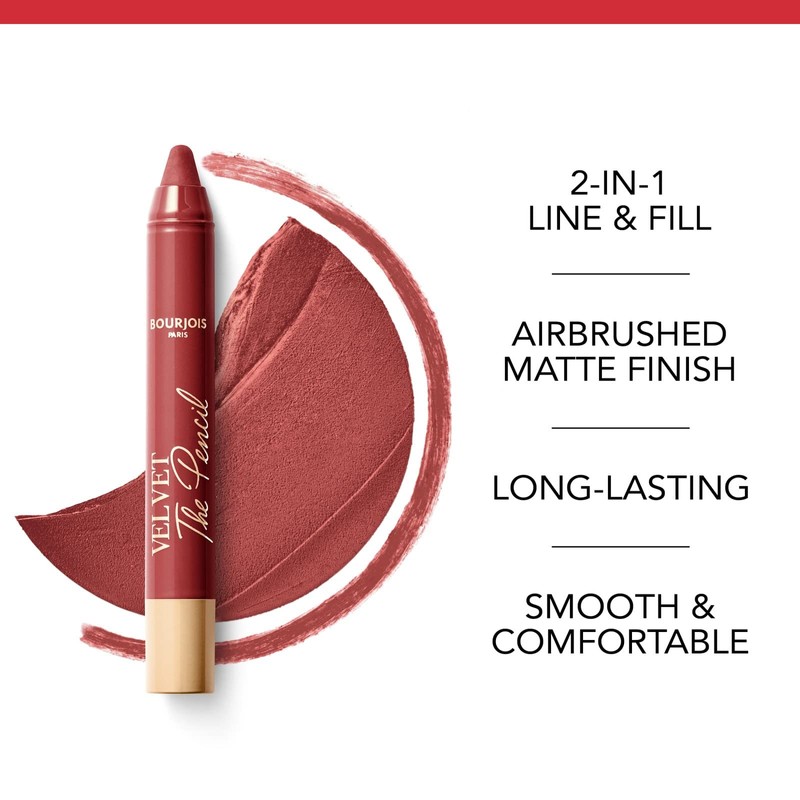 Bourjois Velvet The Pencil - 7 Rouge Es-Carmin, 3 g