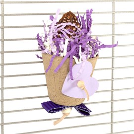 HappyBird Mahogany Cup Natural Nibble Toy for Wall Mounting, Purple/White, Approx. 13 x 6 x 6 cm