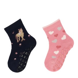 Sterntaler Baby Girls' Abs-Socks DP Horse and Hearts Slipper Socks, pink