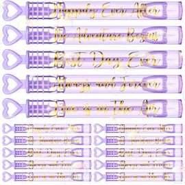 Hollowfly 60 Pcs Heart Wedding Bubble Wands Mini Bubble Wands Bulk Heart Bubble Wands for Wedding Send off Party Supplies for Weddings, Valentine's Day, Anniversaries Celebrations (Lavender)