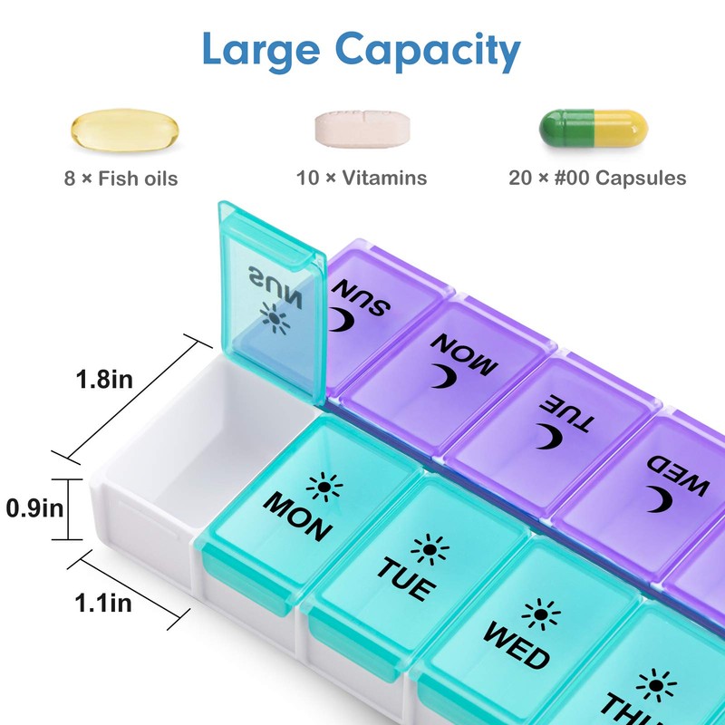 DANYING Large Pill Organizer 2 Times a Day, Weekly Pill