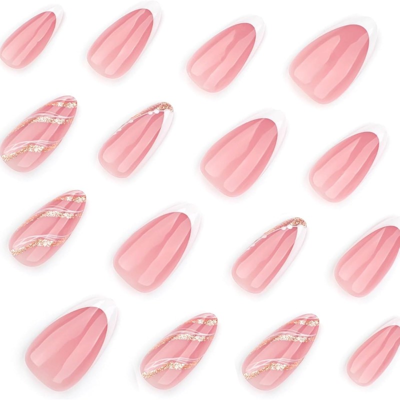 24 Piezas de Uñas Postizas a Presión, Uñas Falsas Cuadradas