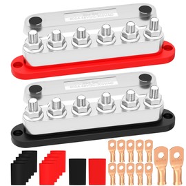 RVBOATPAT 600A Power Distribution Block 12V Bus Bar 6 x 3/8" (M10) Terminal Studs 12 Volt Battery Busbar for Boat Automotive Solar