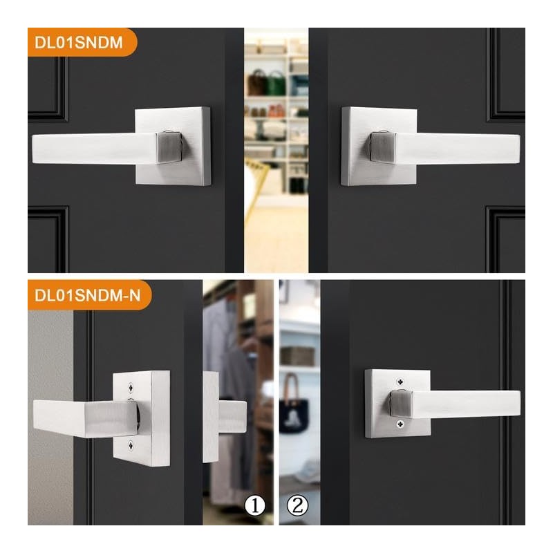 Probrico 6 Pack Door Handles in Satin Nickel, Half Dummy