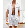 Vssjavun Men Silk Satin Pajamas Set Button Down Sleepwear Short