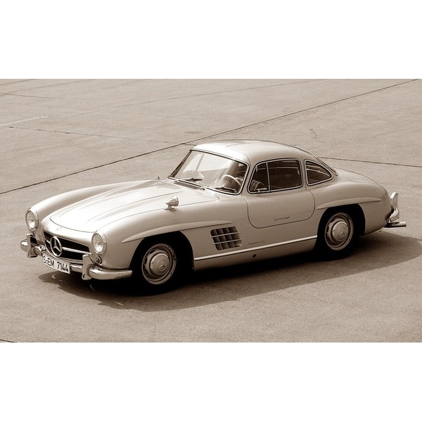 Painting Wallpaper Poster Removable Self Stick Mercedes Benz 300sl garuuxingu・ku-pe in 1957 Sepia Character Black M30L – 009 W1 Wide Version 921 mm × For Architectural Wallpaper Weather Resistant Paint