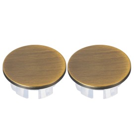 uxcell 2Pcs Sink Overflow Cover Basin Trim Copper Overflow Rings Bathroom Kitchen Basin Drain Cover Hole Insert in Round Caps Replacement, Yellow