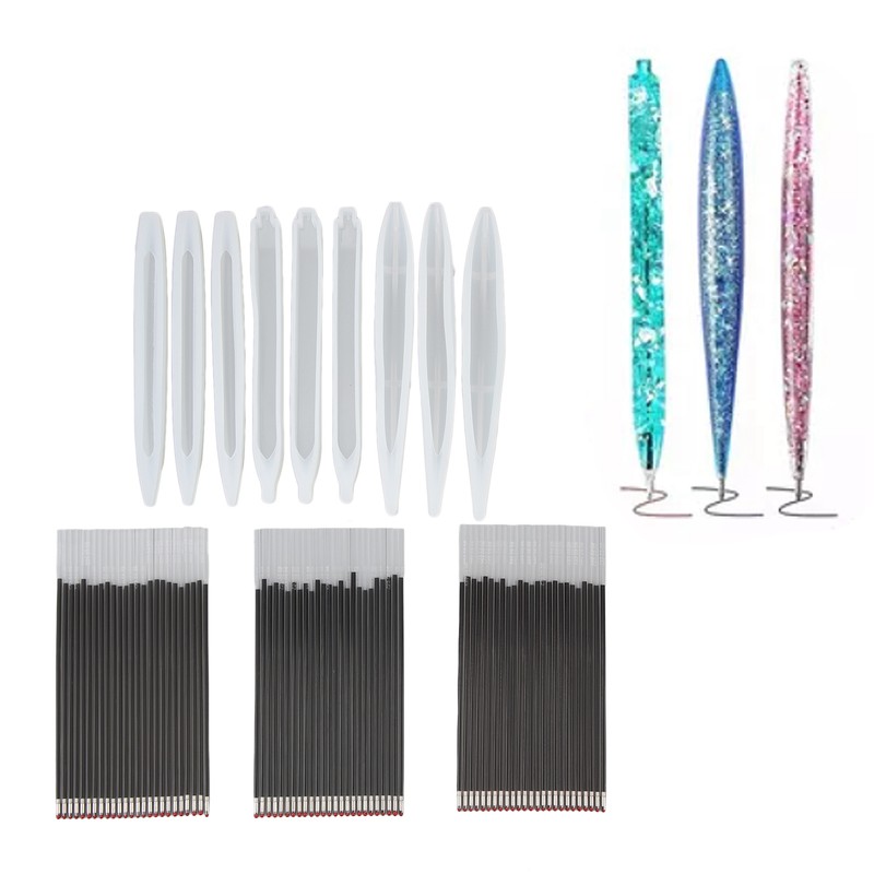 9Pcs Pen Resin Molds Silicone Smoothing Durable Easy Removal Ballpoint