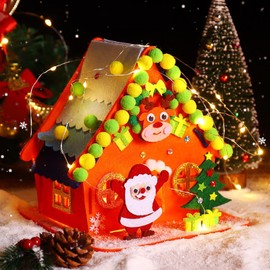 TaimeiMao Christmas Foam Rubber Craft Set, Craft Set Christmas Children, Christmas House Crafts, Christmas House Felt Decoration, Christmas Decoration Craft Set, DIY Winter Craft Set Children