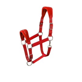AK Feather Soft Padded Horse Head Collar – Extra Comfort Padding, Adjustable Curb & Poll Straps – Gentle, Durable & Secure Halter for Horses AKRS-6070-01 (Red, X-Full/ (XL))