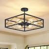 AIBISOD Semi Flush Mount Ceiling Chandelier Light Black and Gold