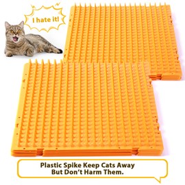 16 Pack Cat Repellent Outdoor Mat Cats Dogs Plastic Mats with Spikes Bendable Spiked Deterrent Training PET Mat Cat Repellent Mats for Indoor Outdoor Supplies, 18.3 Square Feet, 16 x 13 Inch (Orange)