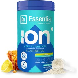 ION X Electrolitos En Polvo 50 Porciones Con 7 Electrolitos Esenciales + Vitamina C Endulzado Con Miel De Abeja Orgánica Sin Cafeína Sabor Limón Hidratación Avanzada Essential 500g