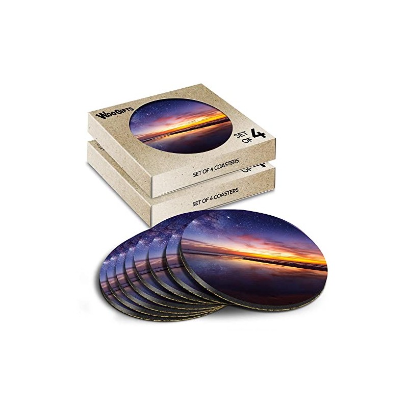 8 x Round Coasters - Milky Way Night Sky Stars