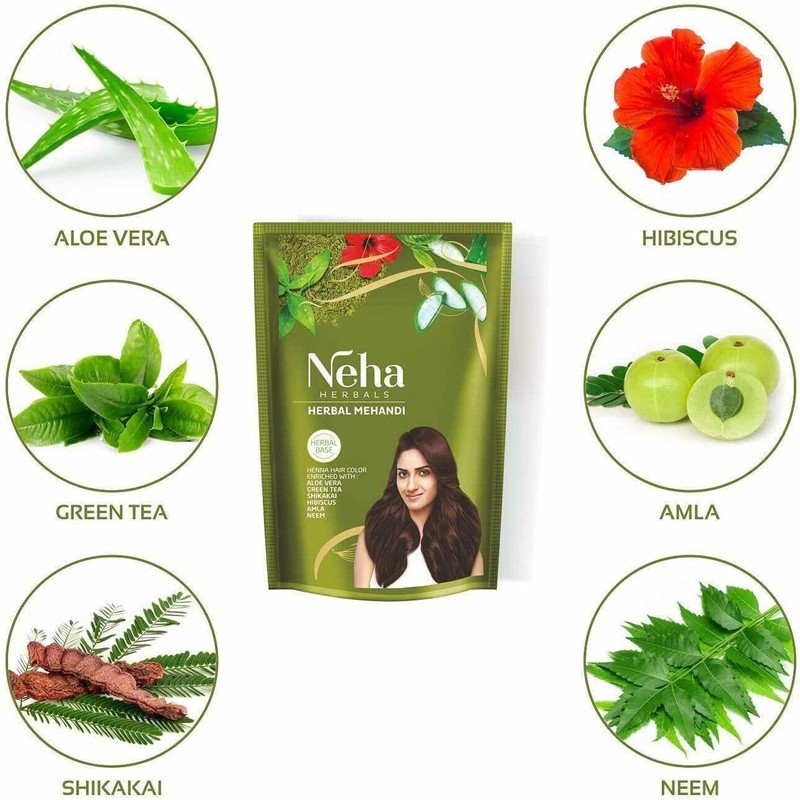 Neha Herbal Mehandi (Henna) 100% Herbal Enriched With ALOE VERA,