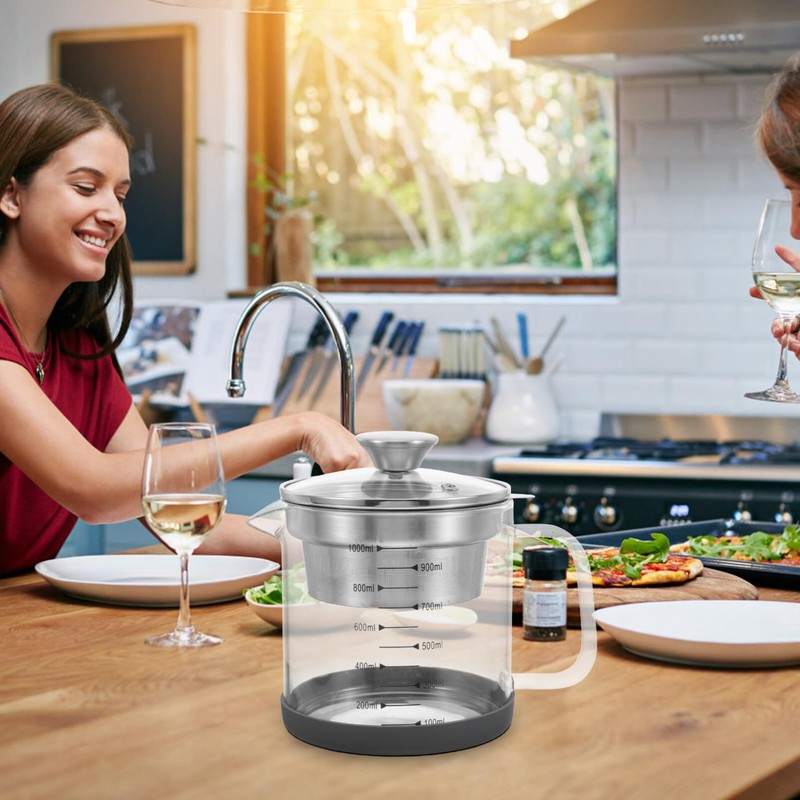 Luxshiny Soy Milk Filter Pot 1L Glass Container with Fine