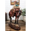 Western Desert Cowboy On Saddleback Brown Stallion Horse By Cactus