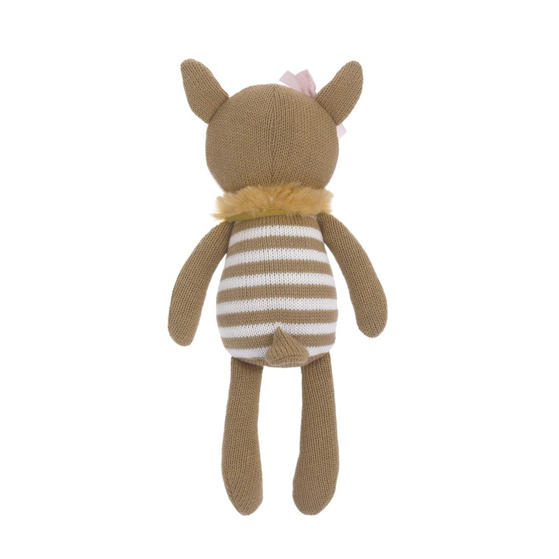 Cuddle Me Deer 100% Cotton Knitted Plush Toy, Penelope, Brown/Pink