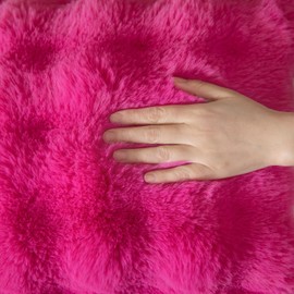 Yaertun Pack of 2 Hot Pink Thick Soft Wool Decorative Throw Pillow Covers 24x24 Inch Faux Fur Plush Fluffy Cushion Covers for Sofa Couch Bedroom