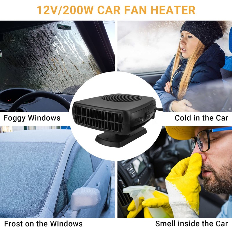 Car Heater,12V 200W Portable Windshield Defroster Demister with Heating/Cooling Fan