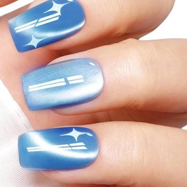 Cat Eye Gel Nail Polish, Moonlight Glass Cateye Gel Polish, Magnetic Glitter Mirror Holographic Reflective Cat Eye Effect for Nail Art Manicure Salon DIY at Home (08, 7.5ml)