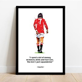 Manchester United - Man UTD - George Best Quote Framed Illustration Print Poster