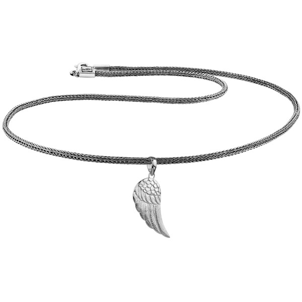 KUZZOI ZOI-014 Men's Silver Necklace with Wing Pendant 925 Sterling