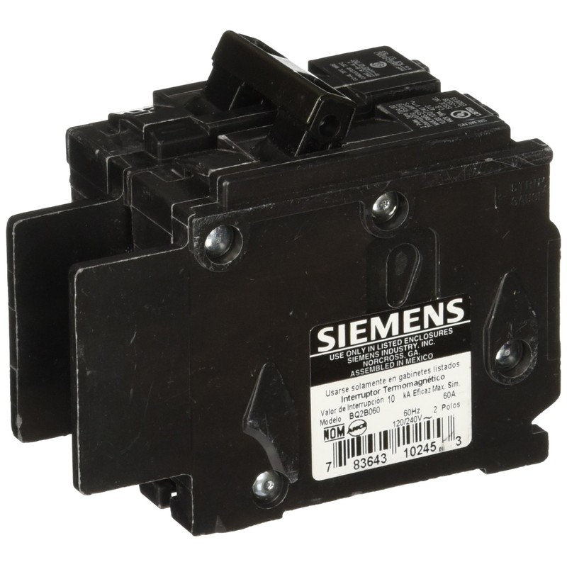 Siemens BQ2B060 60-Amp Double Pole 120/240-Volt 10KAIC Lug In/Lug Out