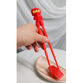Japanese Red Ninja Reusable Training Chopsticks Set With Silicone Guide Hinge