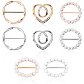 8stk Schalringe, Stilvolle Hemdkrawattenclips Verstellbare Schalringe und -Schieber für Damen Vielseitige Taillen-Cinch-Clips für Lose Kleidung Blusen Kleider (Silber/Gold)