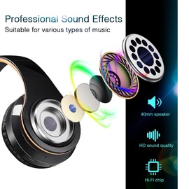 Bluetooth Headset Stereo Sound Computer Headset for Gaming Meetings Chat- Comfortable Over-Ear PC Headphones with Mic/Soft Earmuffs/Foldable/SD/TF 3.5 Jack for Universal Connectivity (2 Pcs a Pack)