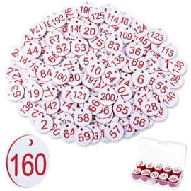 Tenare 1-200 Plastic Number Plates, Numbered Engraved Number Plates, Beehive Labels, ID Tags with Hole, without Key Rings (White and Red)