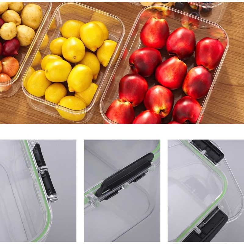 WakiHong 2 Pieces Rectangular Storage Jars with Lids Kitchen Meal
