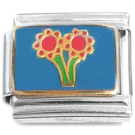 Flowers on Blue Italian Charm