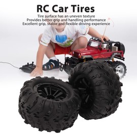 RiToEasysports 2Pcs 85mm RC Car Tires,RC Car Rubber Tires 47mm Width 12mm Hex Adapter RC Tires and Wheels Upgarde Part Tires for 16101 16102 1/16 RC Car Wheels & Tires