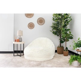 AIRCANDY White Faux Fur Inflatable Chair - Soft Furry Seat – Perfect for Living Room, Bedroom, Dorm and Kids Room – Beanless Bag Chair for Adults Holds up to 250 pounds