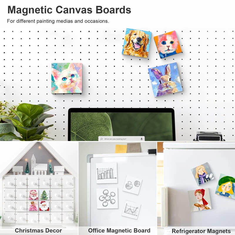 AUREUO Mini Magnetic Canvas Panel 4x4 Inch / 24 Pack
