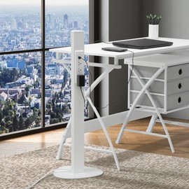 Office Star Power Anywhere Freestanding Station for USB Type-A and C, and 3 A/C Outlets, White