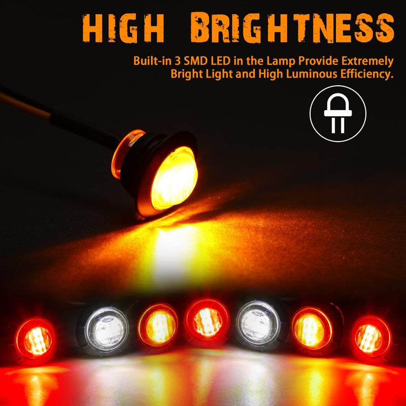 Tuanse 60 Pack Trailer Lights Bulk 3/4 Inch LED Marker