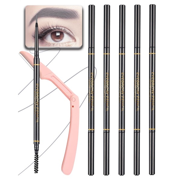 SUMEITANG Gray Eye Brow Pencils for Women, 6Pcs Waterproof Eyebrow