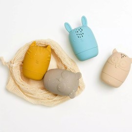 Bumble Bear Mold Free Silicone Bath Bathtub Toys, Baby 6-12 Months, Toddlers 1-3, Non Toxic - Sky