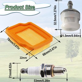 ZAMDOE 4149 141 0300 Lawn Mower Air Filters Fuel Filter Spark Plug Tune Up Kit 000 350 3503 CMR5H for Stihl KM94 KM94R KM94RC SP92 SP92C Replacement 4 Packs