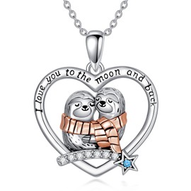 CUPENDA Fox/Cat Necklace Sterling Silver Fox on Moon / Black Cat Pendant Animal Jewellery Gifts for Women Mother, Sterling Silver