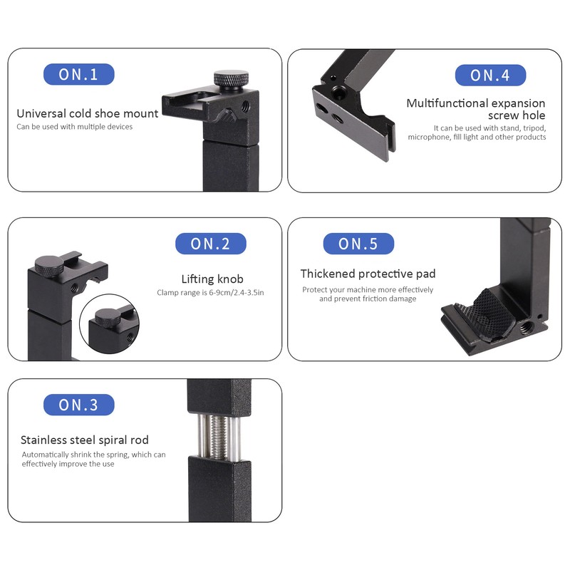 Mobile Phone Tripod Mount Clip Adjustable Phone Clamp with Cold
