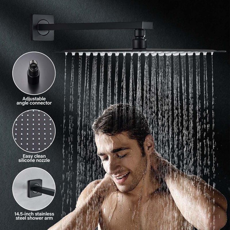 Ackwave Shower Faucet Matte Black Shower System with 12 Inches